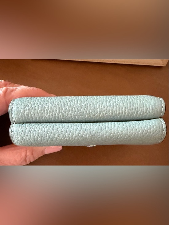 Coach Pebbled Leather Small Wallet in Light Blue - Picture 14 of 14